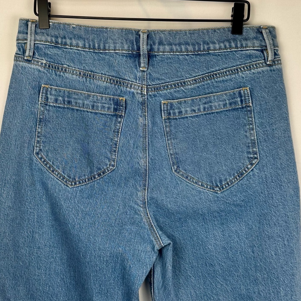 Ann Taylor Wide Leg Jeans Blue Sailor Pockets High Waisted Stretch Size 12 - Picture 4 of 7